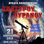 image-106603 Ο Αστρονομικός Σύλλογος Δυτικής Μακεδονίας διοργανώνει βραδιά παρατήρησης έναστρου ουρανού το Σάββατο 21 Απριλίου στο «Κουρί» Κοζάνης