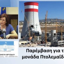 image-284336 Παρέμβαση της Π. Βρυζίδου για τη μονάδα Πτολεμαΐδα 5