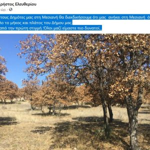 image-332885 kozan.gr: Στο πλευρό των κατοίκων της Μεσιανής ο Δήμαρχος Σερβίων για το βελανιδόδασος – Η ανάρτησή του στο facebook