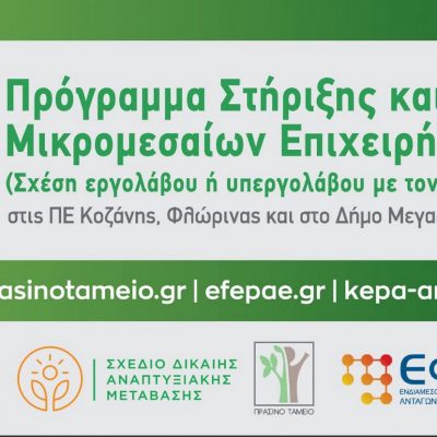image-376106 Σημαντική Ανακοίνωση για τη Δράση Ενίσχυσης ΜμΕ στις ΠΕ Κοζάνης, Φλώρινας και στο Δήμο Μεγαλόπολης (ΠΕ Αρκαδίας) από το Πράσινο Ταμείο – Ο διαθέσιμος προϋπολογισμός για τις Π.Ε. Κοζάνης & Φλώρινας έχει σχεδόν καλυφθεί, τόσο για την κατηγορία των εργολάβων όσο και για αυτή των υπεργολάβων του Ομίλου ΔΕΗ Α.Ε.