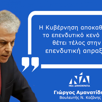 image-378973 Γιώργος Αμανατίδης: «Η Κυβέρνηση αποκαθιστά το επενδυτικό κενό και θέτει τέλος στην επενδυτική απραξία»