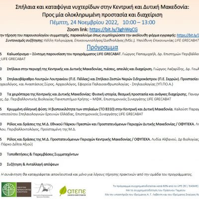 image-439792 Διαδικτυακή εκδήλωση με θέμα: “Σπήλαια και καταφύγια νυχτερίδων στην Κεντρική και Δυτική Μακεδονία : Προς μία ολοκληρωμένη προστασία και διαχείριση”, την Πέμπτη 24 Νοεμβρίου